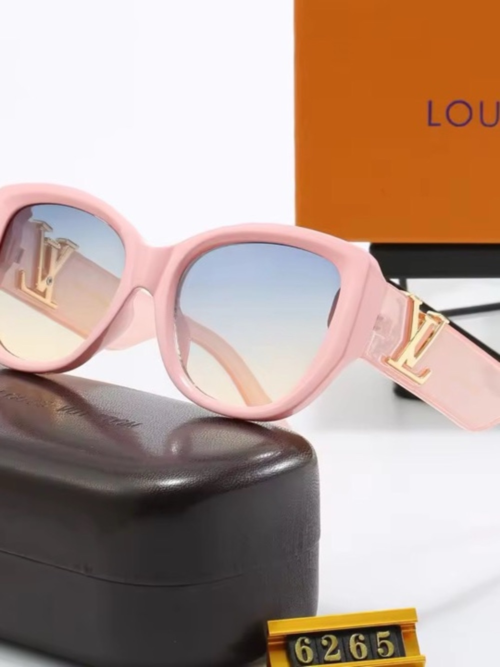 Louis Vuitton Pink Gradient Frame Sunglasses with Gold LV Detail